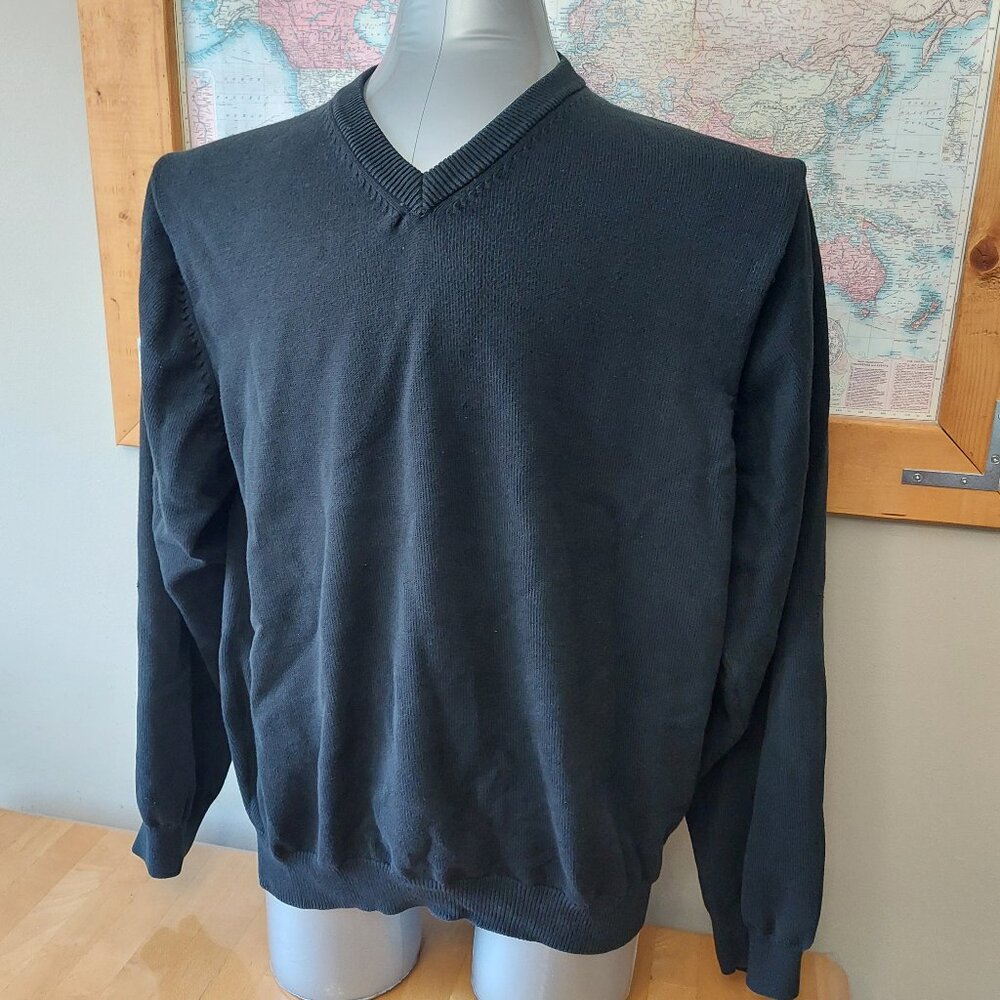 Ben Hogan Black Men's V-Neck Long Sleeve Cotton Blend Sweater Size X-Large